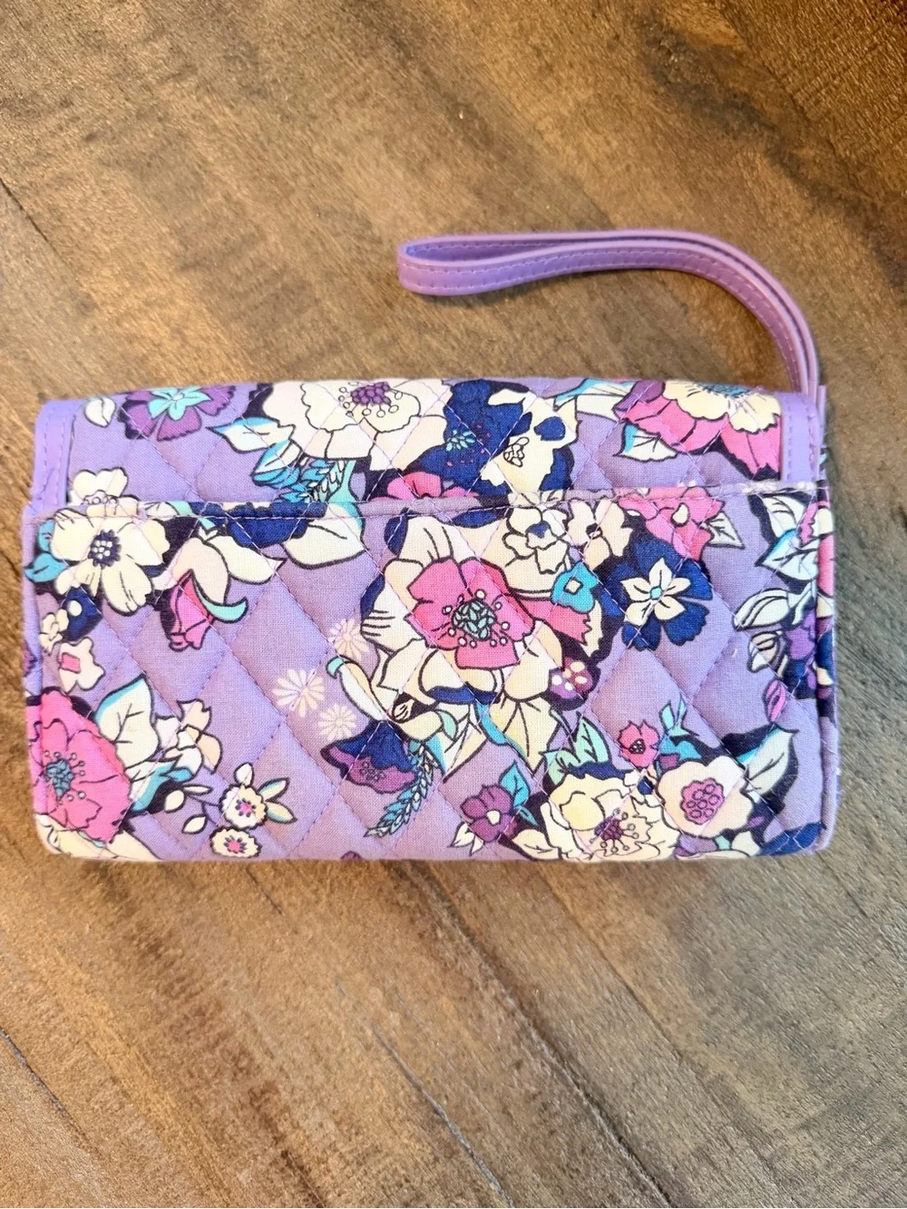 Vera Bradley Purple Floral Quilted Wristlet Wallet